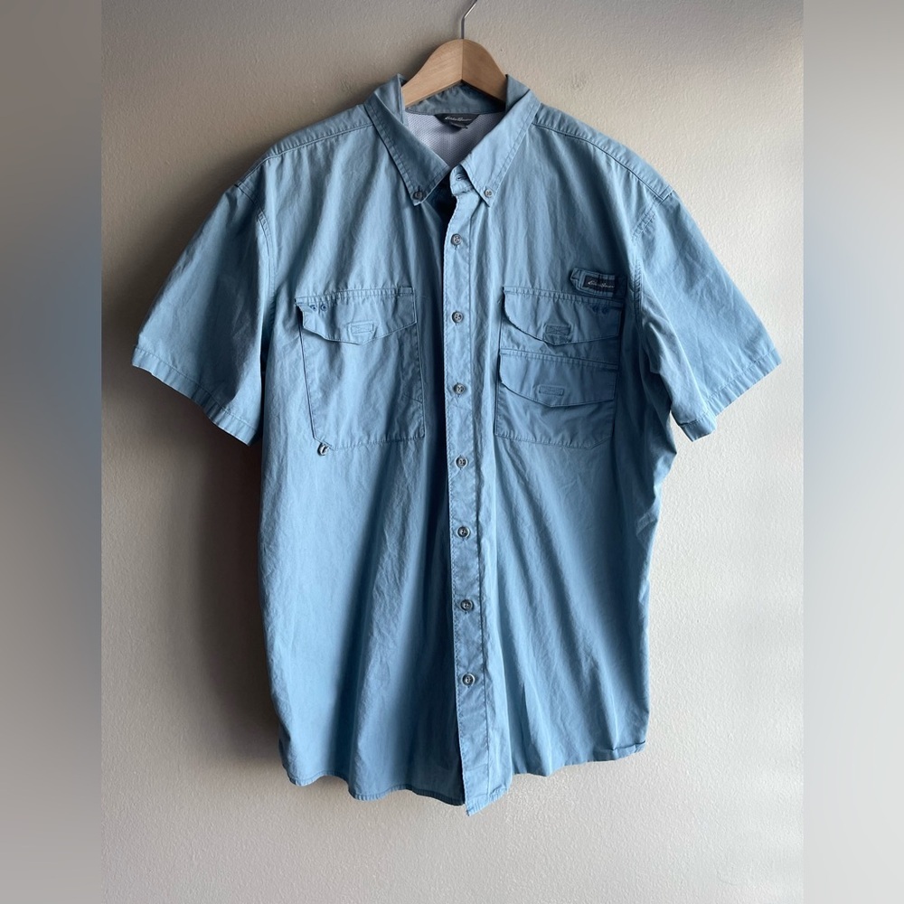 Eddie Bauer Men Button Up Shirt Blue Size Tall XL